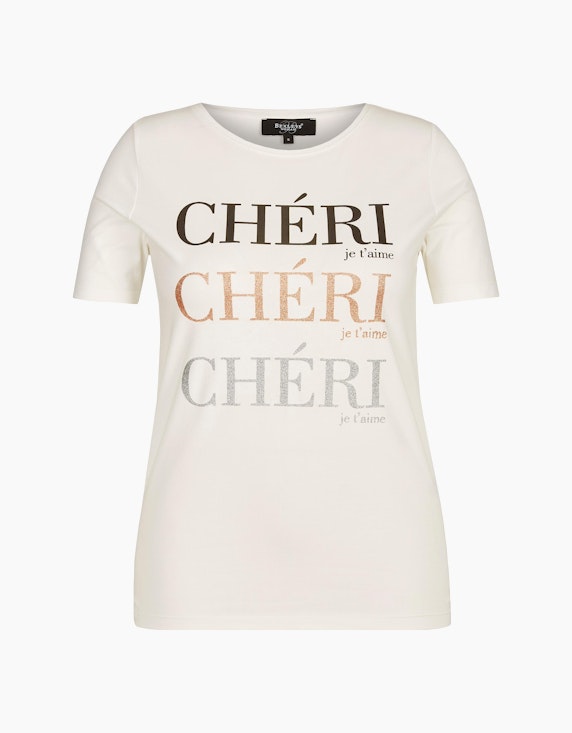 Bexleys woman T-Shirt mit Glitzer Statement-Print in Ecru | ADLER Mode Onlineshop