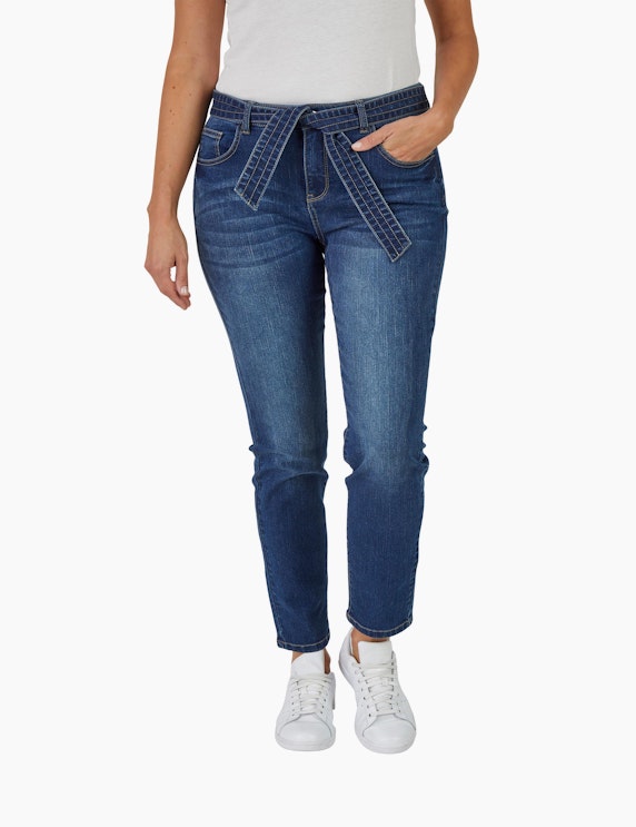 Bexleys woman Jeans mit Bindegürtel und Whiskers | ADLER Mode Onlineshop