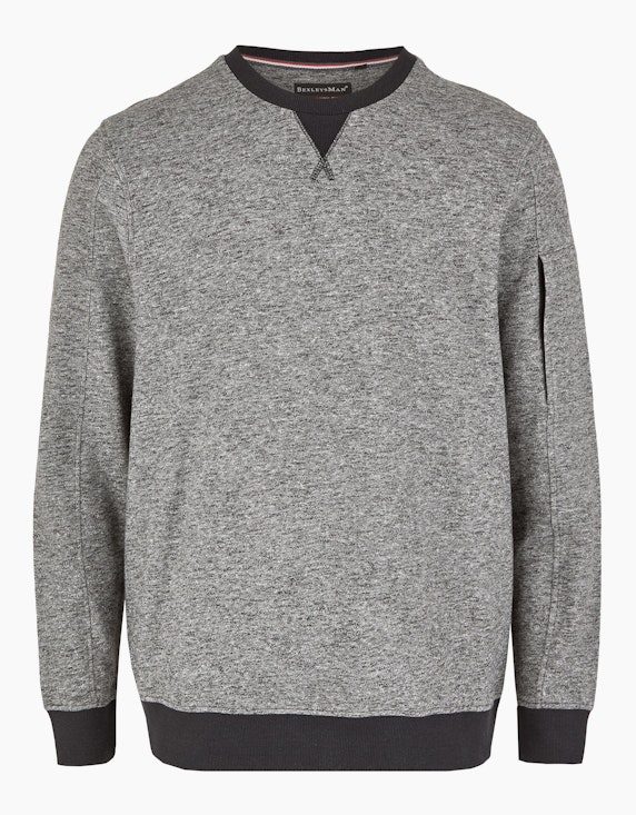 Bexleys man Meliertes Sweatshirt mit Reißverschlusstasche am Ärmel in Schwarz/Grau | ADLER Mode Onlineshop