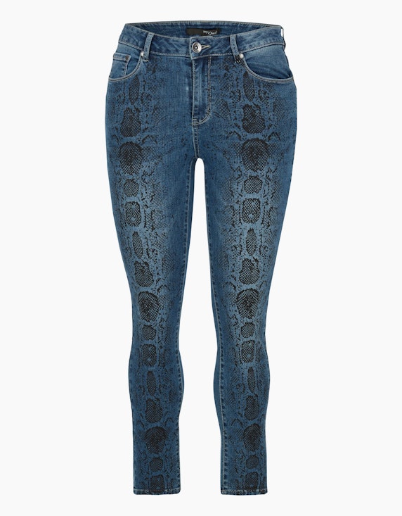 MY OWN Denim-Jeans-Hose mit Schlangen-Print in Denim Blue/Schwarz | ADLER Mode Onlineshop