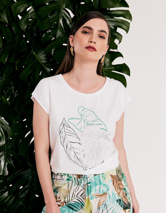 Viventy Shirt mit platziertem Blätter-Print | ADLER Mode Onlineshop