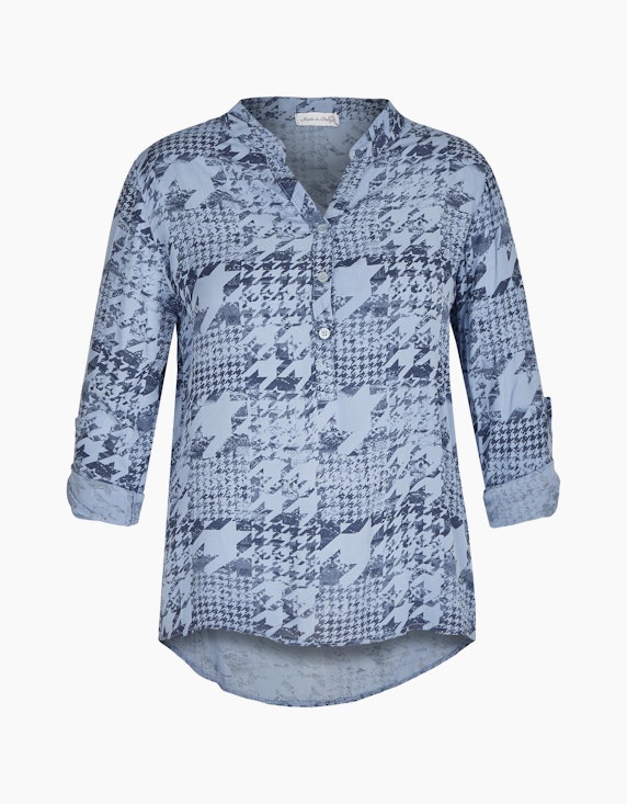Made in Italy Bluse mit Hahnentritt-Muster in Blau | ADLER Mode Onlineshop