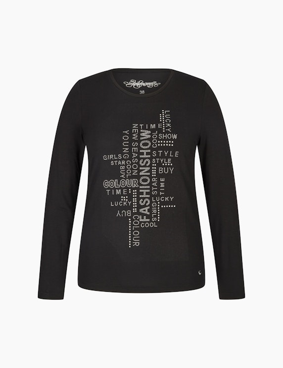 Steilmann Woman Langarm-Shirt mit Wording in Schwarz | ADLER Mode Onlineshop