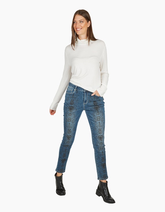 MY OWN Denim-Jeans-Hose mit Schlangen-Print in Denim Blue/Schwarz | ADLER Mode Onlineshop