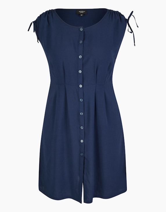 Bexleys woman Viskose-Kleid mit Knopfleiste und gelegten Falten in Dunkelblau | ADLER Mode Onlineshop