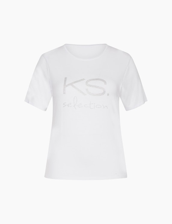 KS. selection Shirt mit Strass-Label in Weiß | ADLER Mode Onlineshop