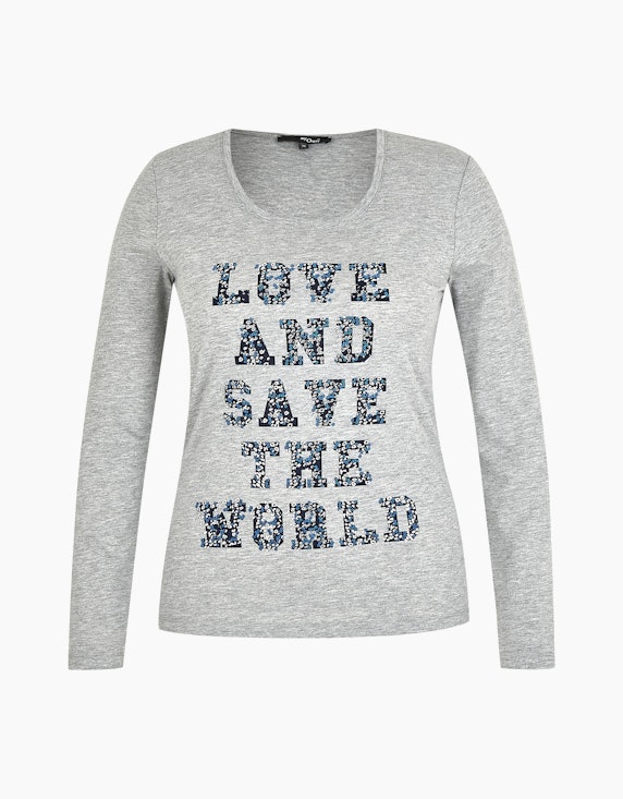 MY OWN Shirt mit Letterprint und Effekten in Grau Melange | ADLER Mode Onlineshop