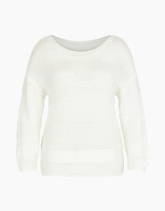 MY OWN Strick-Pullover im Mustermix, reine Baumwolle in Offwhite | ADLER Mode Onlineshop
