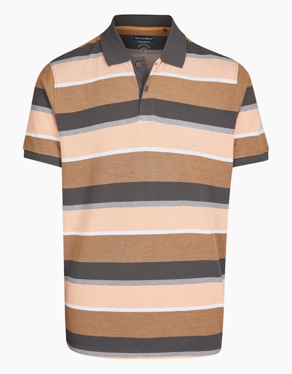 Bexleys man Gestreiftes Poloshirt in PIMA Cotton in Grau/Apricot/Hellbraun | ADLER Mode Onlineshop