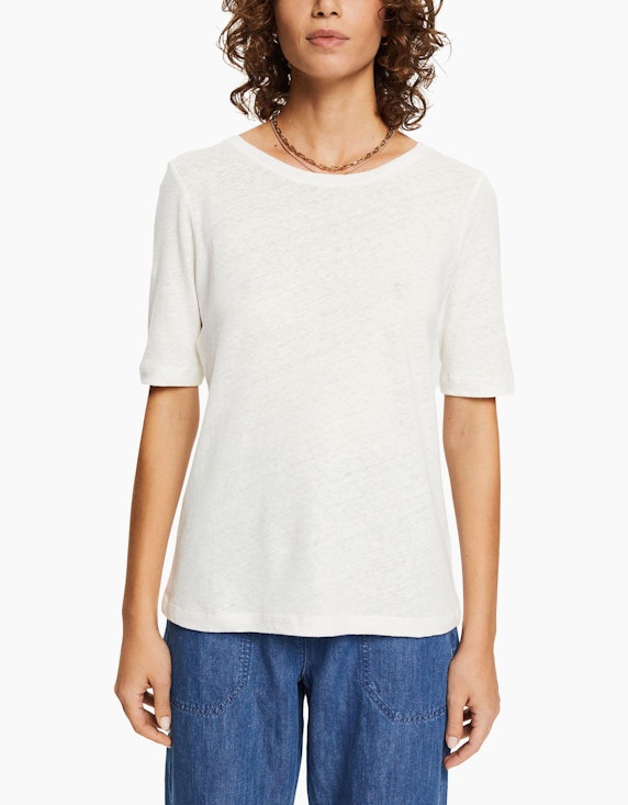 Esprit Unifarbenes T-Shirt mit Leinen | ADLER Mode Onlineshop