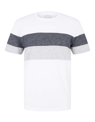 Produktbild zu Mehrfarbiges T-Shirt mit Streifenmuster in Melange Optik von Tom Tailor