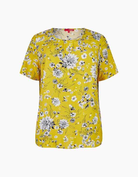 Thea Shirt mit Blumendruck in Gelb/Weiß | ADLER Mode Onlineshop