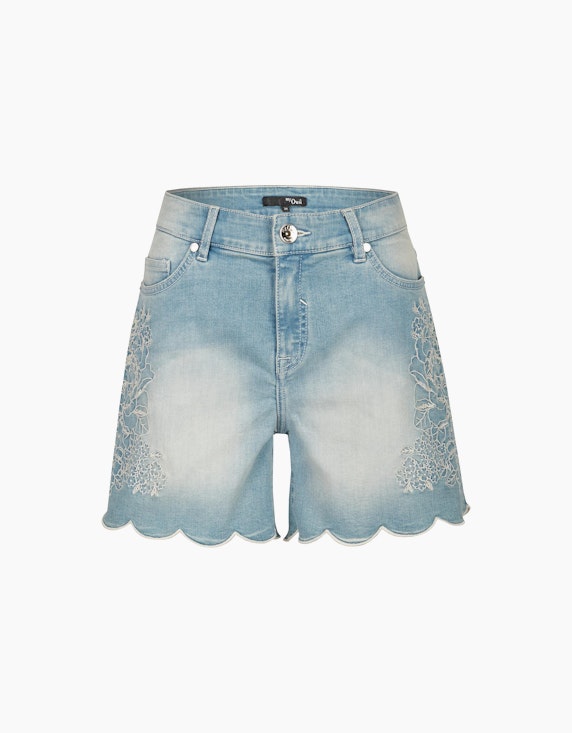 MY OWN Jeans-Shorts mit floraler Stickerei in Light Blue Denim | ADLER Mode Onlineshop