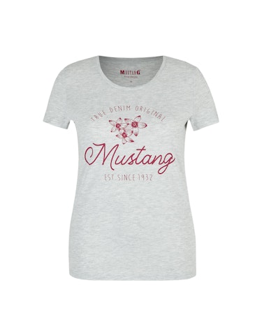 Produktbild zu Shirt mit Front-Print und Melange-Effekt von MUSTANG