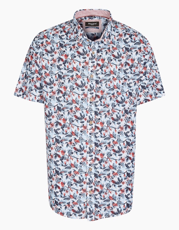 Bexleys man Freizeithemd mit Stempelprint, REGULAR FIT in Blau/Orange/Rot | ADLER Mode Onlineshop