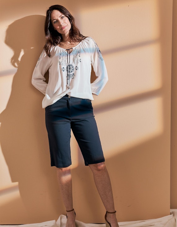 Bexleys woman Schlupfbluse mit Bindedetail in Weiß/Blau | ADLER Mode Onlineshop