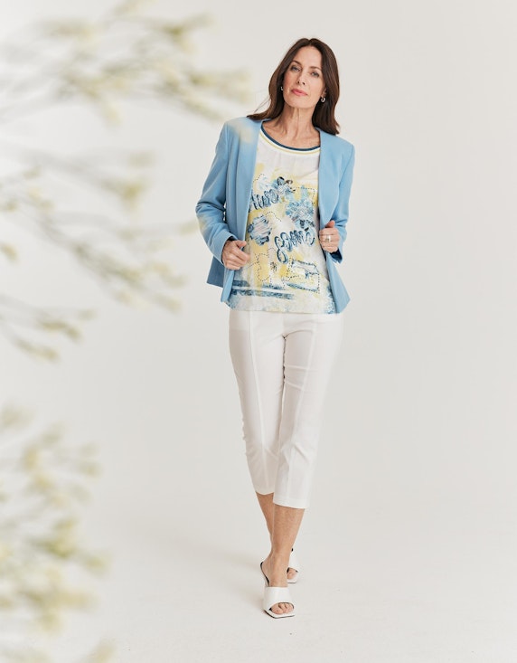 Steilmann Woman Shirt im Material- und Muster-Mix in Weiß/Blau/Gelb | ADLER Mode Onlineshop