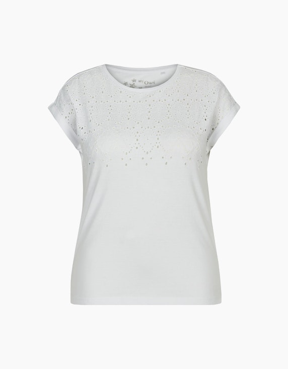 MY OWN Shirt mit Lochstickerei aus reiner Baumwolle in Weiß | ADLER Mode Onlineshop