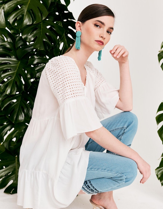 Viventy Carmen-Bluse mit Lochstickerei in Weiß | ADLER Mode Onlineshop