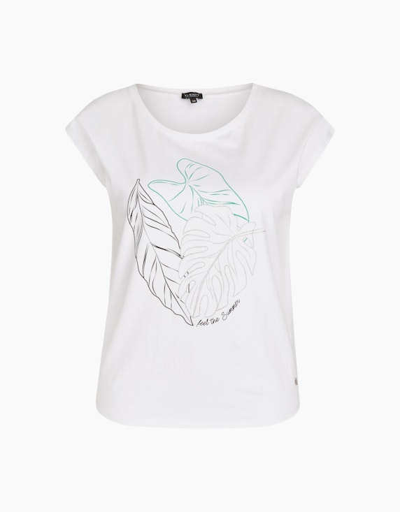Viventy Shirt mit platziertem Blätter-Print in Weiß | ADLER Mode Onlineshop