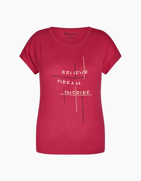 Fit&More Fitness T-Shirt mit Frontprint in Beere/Orange | ADLER Mode Onlineshop
