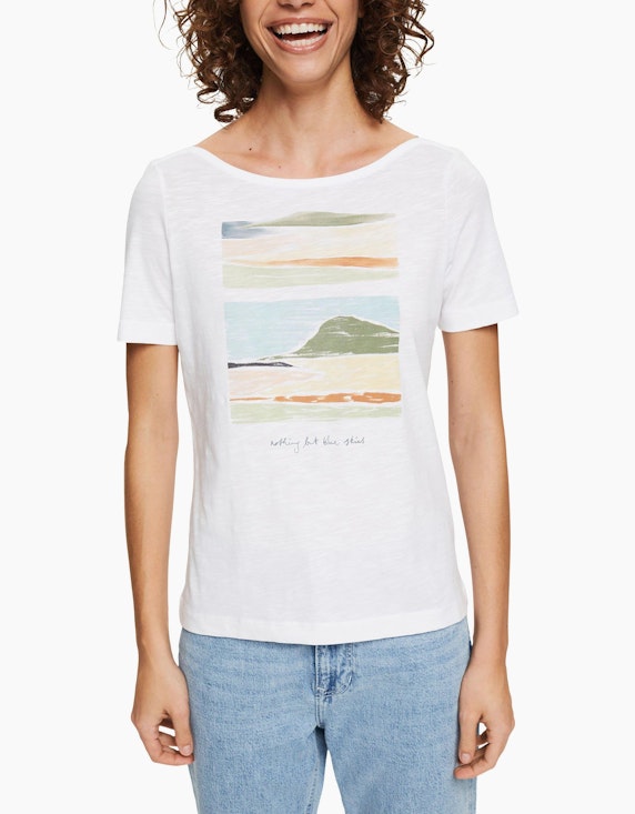 Esprit T-Shirt mit U-Boot-Ausschnitt und Print | ADLER Mode Onlineshop