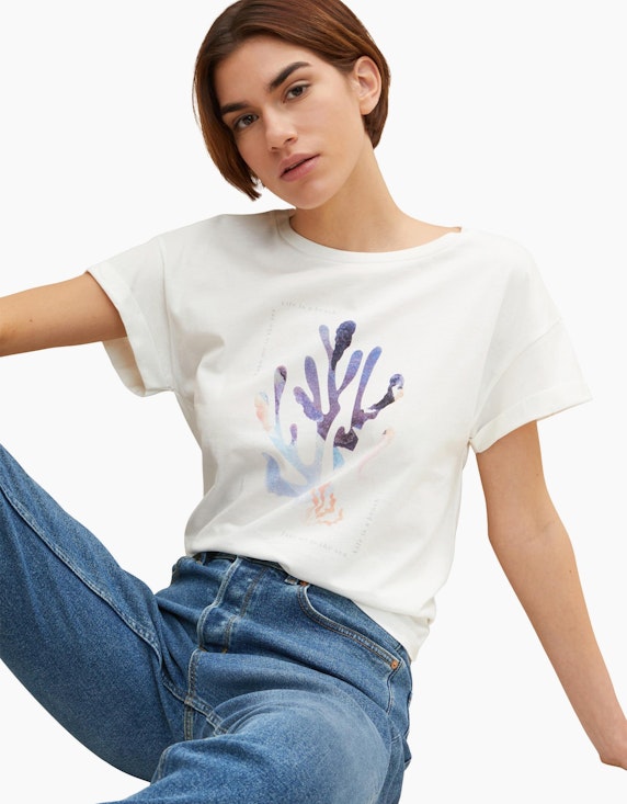 TOM TAILOR T-Shirt mit Rundhalsausschnitt und geripptem Kragen | ADLER Mode Onlineshop