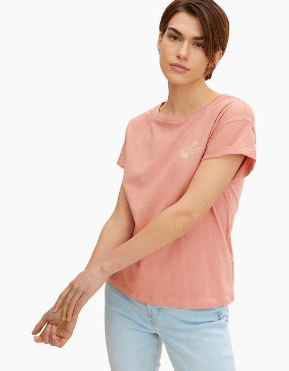 TOM TAILOR T-Shirt mit Rundhalsausschnitt und geripptem Kragen | ADLER Mode Onlineshop