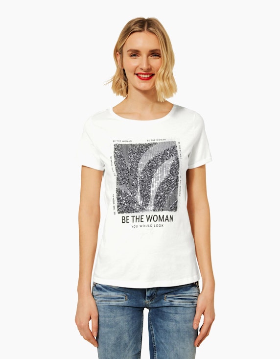 Street One T-Shirt mit Pailletten Print | ADLER Mode Onlineshop