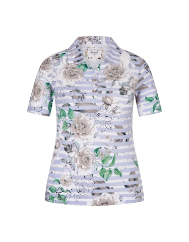 Produktbild zu Poloshirt mit Ringel und floralem Druck von Bexleys woman