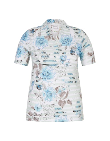 Produktbild zu Poloshirt mit Ringel und floralem Druck von Bexleys woman