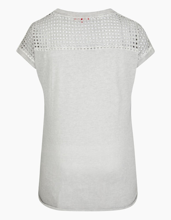 Thea Leicht schimmerndes Shirt mit Spitze und Ziersteinen | ADLER Mode Onlineshop