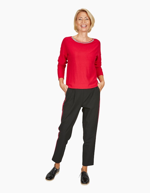 Steilmann Woman Pullover mit Schmuckdetails am Ausschnitt in Rot | ADLER Mode Onlineshop