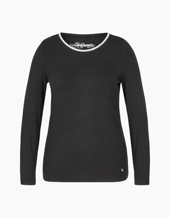 Steilmann Woman Shirt mit Rundhalsausschnitt und Kugelketten-Besatz in Schwarz | ADLER Mode Onlineshop