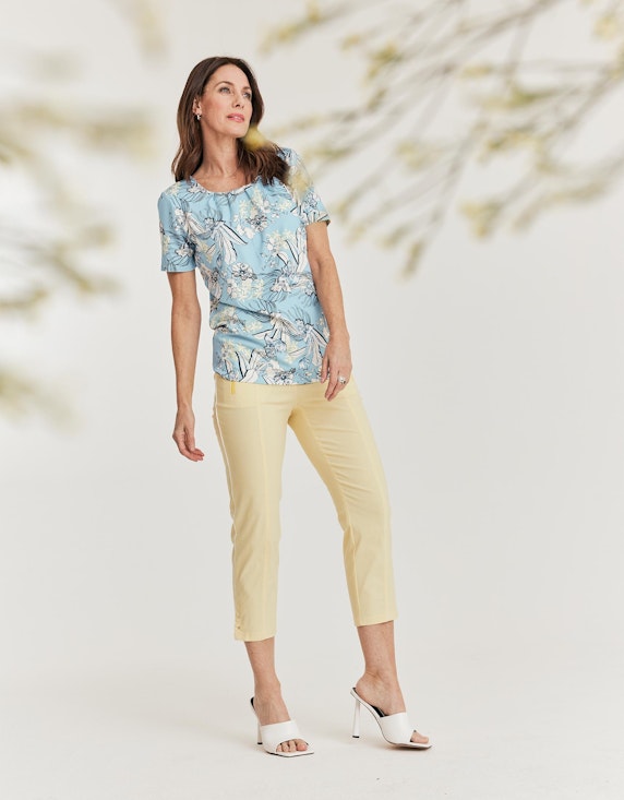 Steilmann Woman Druckshirt mit Zierkette am Ausschnitt in Hellblau/Weiß/Blau/Grün | ADLER Mode Onlineshop