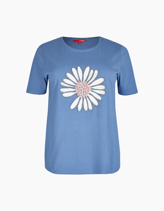 Thea Shirt mit Gänseblümchen-Druck in Blau | ADLER Mode Onlineshop