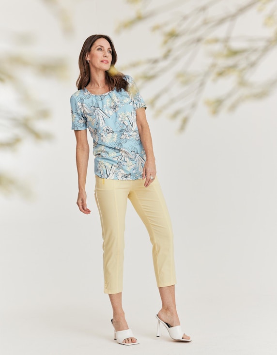 Steilmann Woman Druckshirt mit Zierkette am Ausschnitt in Hellblau/Weiß/Blau/Grün | ADLER Mode Onlineshop