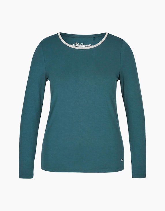 Steilmann Woman Shirt mit Rundhalsausschnitt und Kugelketten-Besatz in Dunkelgrün | ADLER Mode Onlineshop