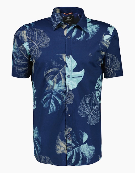 Lerros Kurzarmhemd mit floralem Print | ADLER Mode Onlineshop