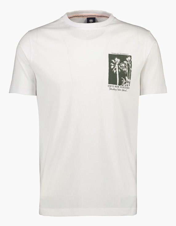 Lerros Rundhals T-Shirt mit dezemtem Brustprint | ADLER Mode Onlineshop