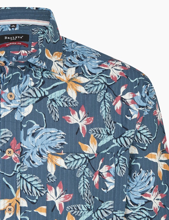 Bexleys man Seersucker Hemd mit modischem Blumenprint, MODERN FIT | ADLER Mode Onlineshop