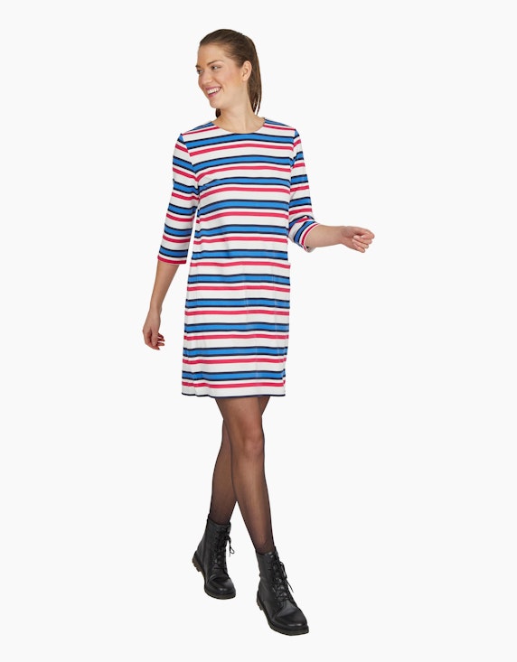 Via Cortesa Jersey-Streifen-Kleid mit aufgesetzten Taschen | ADLER Mode Onlineshop