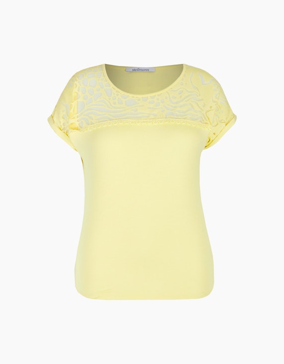 Steilmann Woman Shirt mit Häkelspitze und Ausbrenner-Effekt in Gelb | ADLER Mode Onlineshop