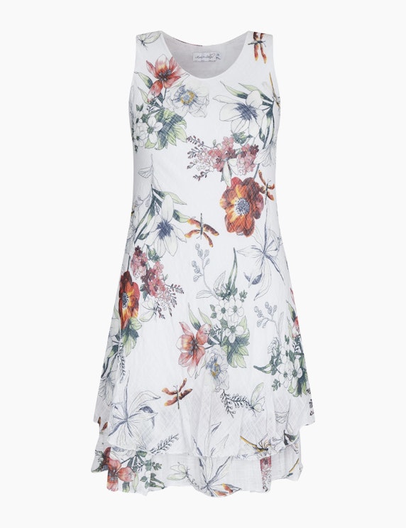Made in Italy Sommerkleid mit floralem Druck in Weiß/Rot/Grün | ADLER Mode Onlineshop