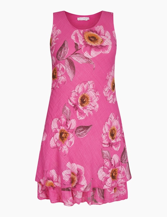 Made in Italy Sommerkleid mit floralem Druck in Pink/Weiß/Rost | ADLER Mode Onlineshop