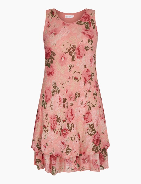 Made in Italy Sommerkleid mit floralem Druck in Koralle/Rot/Grün | ADLER Mode Onlineshop