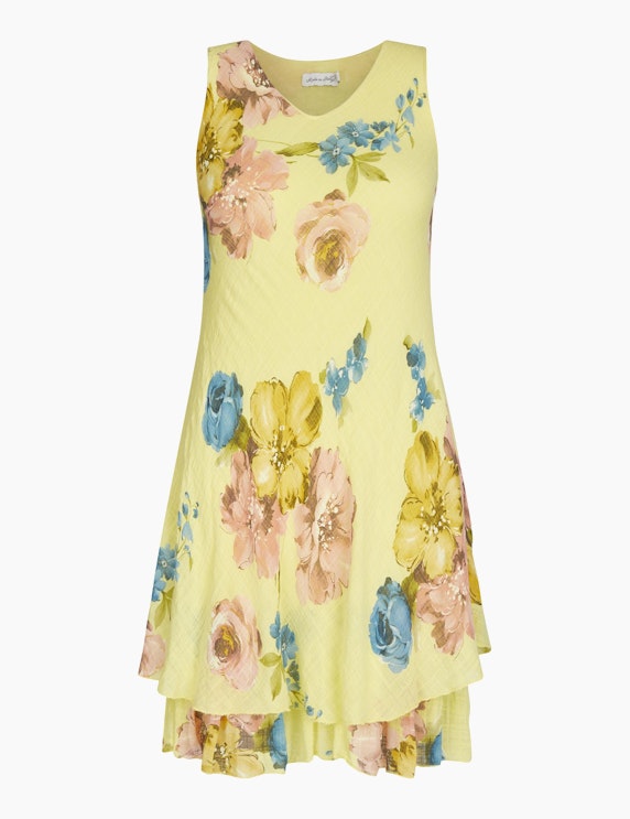 Made in Italy Sommerkleid mit floralem Druck in Gelb/Rosa/Blau | ADLER Mode Onlineshop