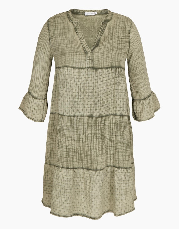 Made in Italy Musselin-Kleid aus Baumwolle in Khaki | ADLER Mode Onlineshop