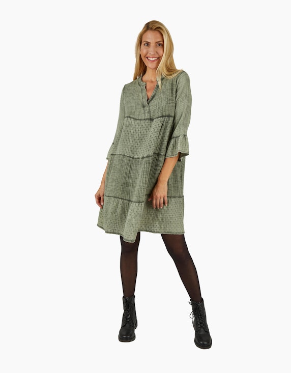 Made in Italy Musselin-Kleid aus Baumwolle in Khaki | ADLER Mode Onlineshop