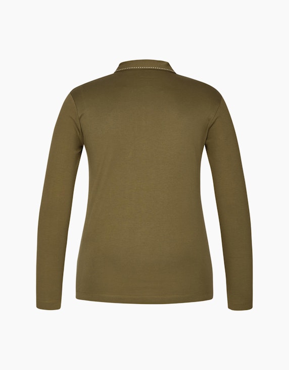 Steilmann Edition Polo-Langarmshirt mit Deko-Steinen | ADLER Mode Onlineshop